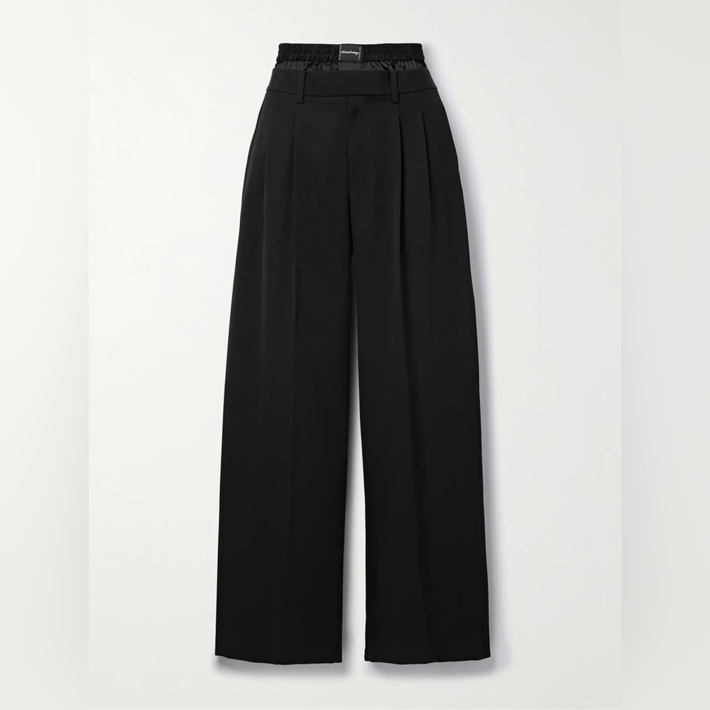 ALEXANDER WANG Bi Layered w/ boxer Satin Accent Wool-twill Pants 0 -ALTERED-